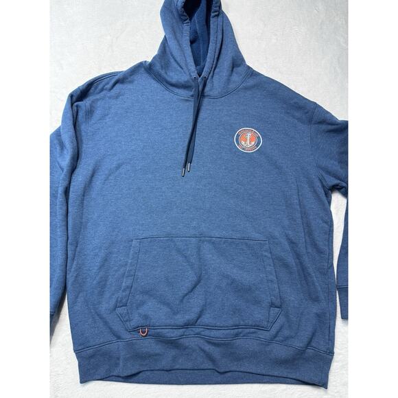 Grundens USA Sweden Washed Blue Graphic Hoodie Anchor Ocean Fish Mens Size XXL - Picture 1 of 7